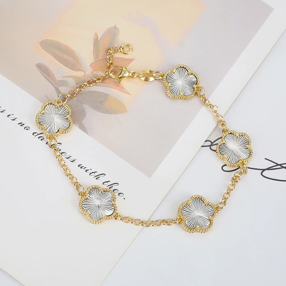 Gold-Plated Hollow Plum Blossom Double-Sided anklet Bracelet