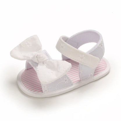 Baby Mädchen Sandalen mit Schleife, atmungsaktiv, flach, Prinzessin, weiche Sohle