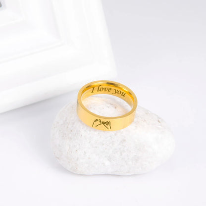 Bagues de promesse pour couple en acier inoxydable – Bague assortie gravée « Je t'aime »