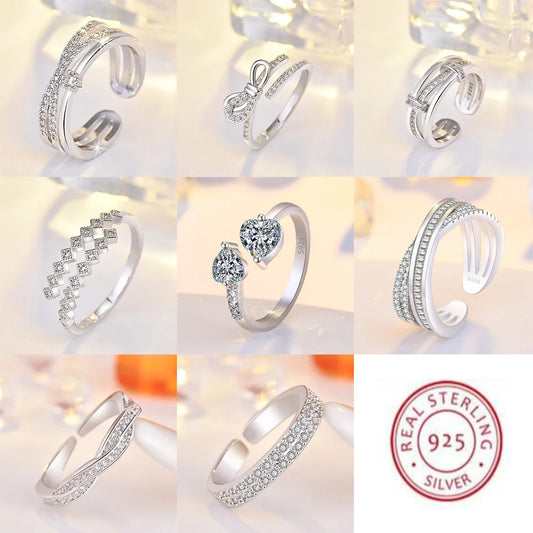 Women's 925 Sterling Silver Adjustable Wedding Rings