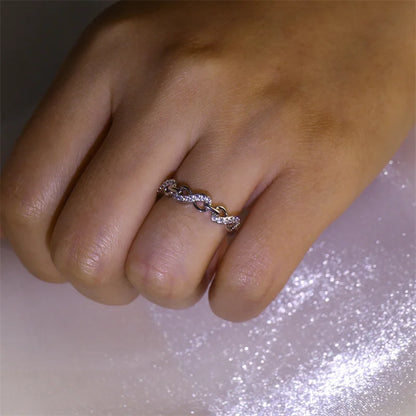 Adjustable Zircon Heart Rings for Women