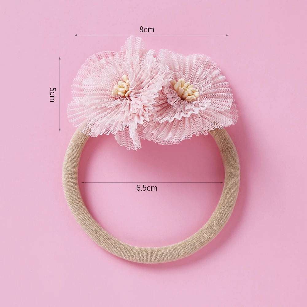 3 Teile/satz Weiche Gaze Blumen Haarband Für Baby Mädchen
