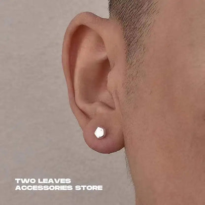 Boucles d'oreilles minimalistes en acier titane pour hommes - Goujons ronds noirs à goutte d'huile