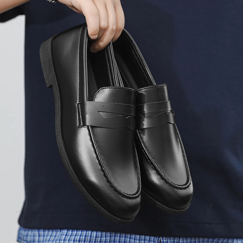 Mocassins Penny classiques - Chaussures décontractées en daim souple à enfiler en cuir pour hommes