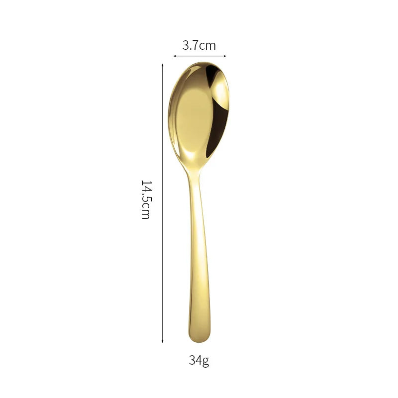 stainless steel flat spoon thickened eating spoon.