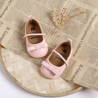 Flache Baby-Prinzessin-Schuhe mit Schleife