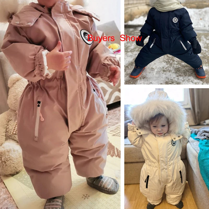 Cozy Winter Hooded Waterproof Jumpsuit for Babies