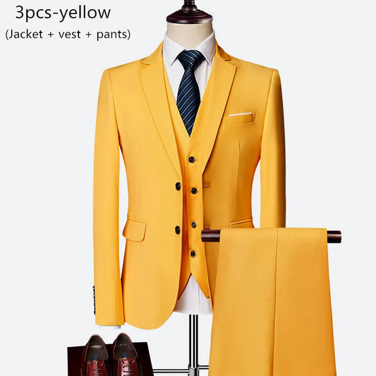 Men's 3-Piece Slim Fit Wedding Suit.