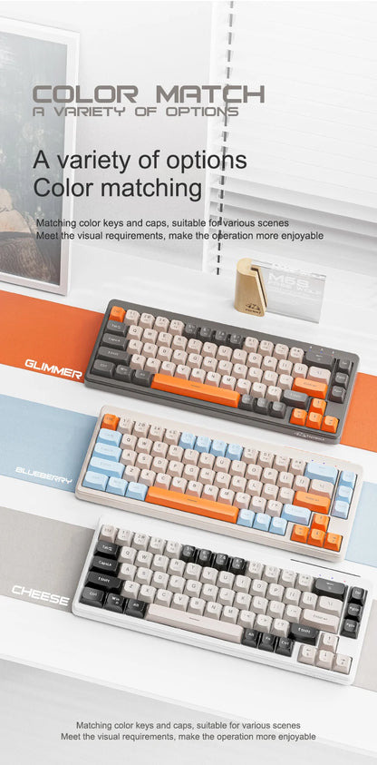 Kabellose mechanische Tastatur, Bluetooth, Dualmodus, Hot-Swap-fähig, Mini, 68 Tasten, roter Schalter, für PC, PS4, Xbox, iPhone, iPad