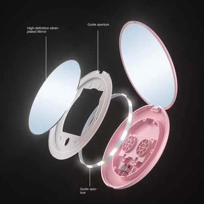 Miroir de maquillage compact à LED avec grossissement 2X/10X