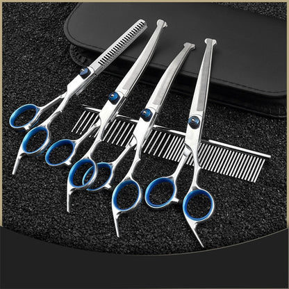 Ensemble de ciseaux de toilettage pour chiens droits et courbes en acier inoxydable 
