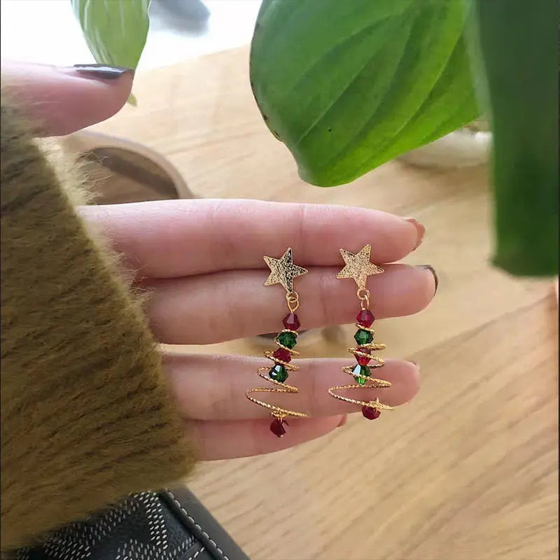 Boucles d'oreilles tendance pour femme avec sapin de Noël et Père Noël