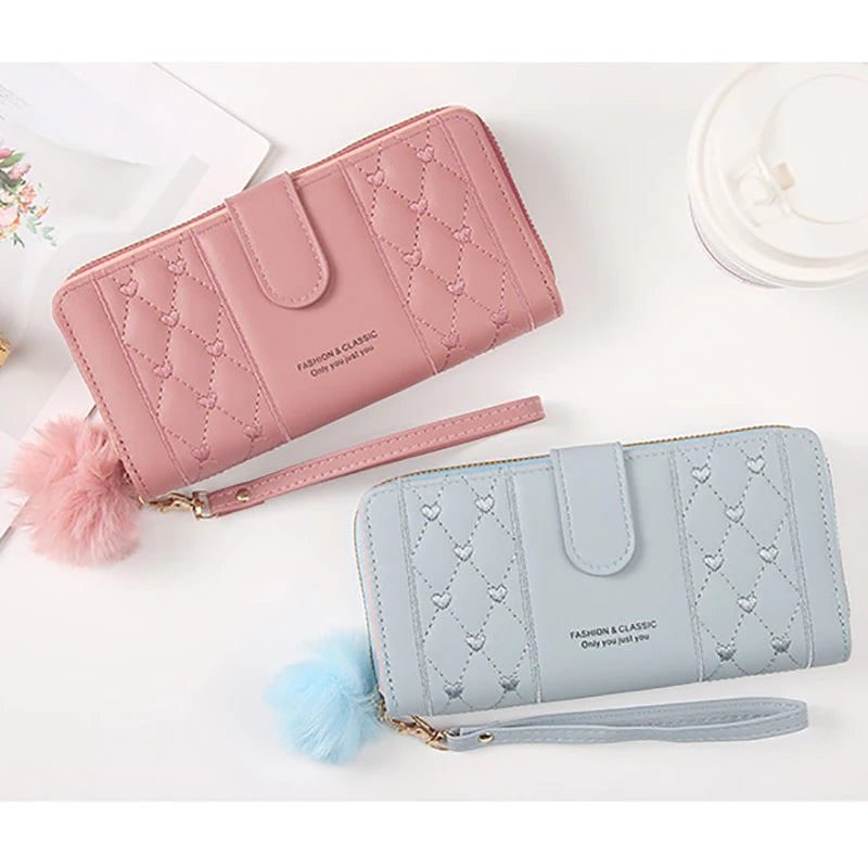 Pu Leather Card Holder Large Capacity Hasp Zipper Coin Purse