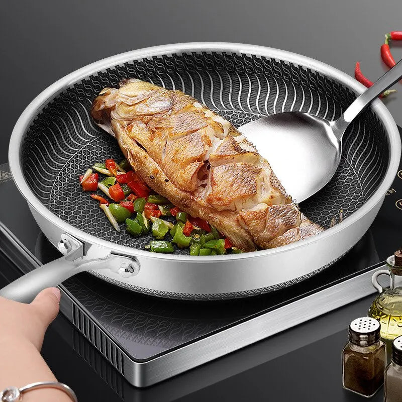 Whole Body Tri-Ply Stainless Steel Double-sided Frying Pan