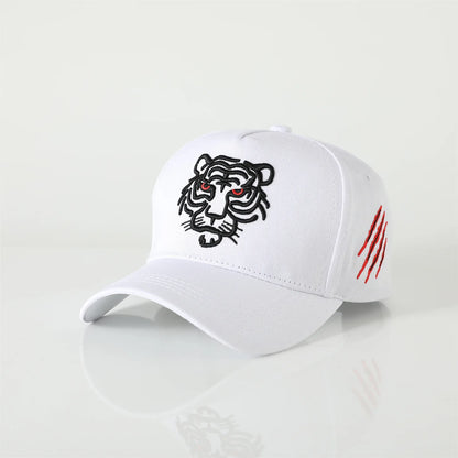 Baseballkappe mit Tigerstickerei – Unisex-Baumwoll-Snapback-Kappe