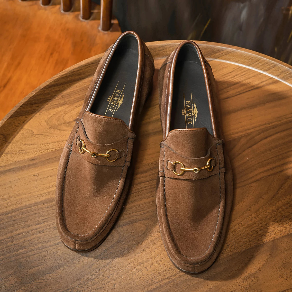 Mocassins à enfiler en cuir véritable pour hommes, chaussures d'été