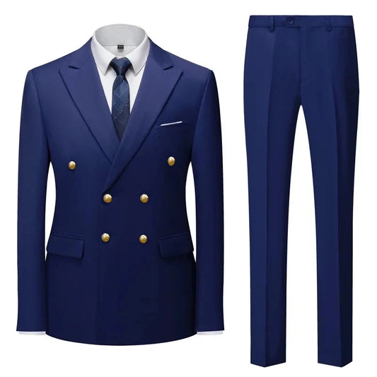 Men Classical Korean Style 2 Pcs Suit Set