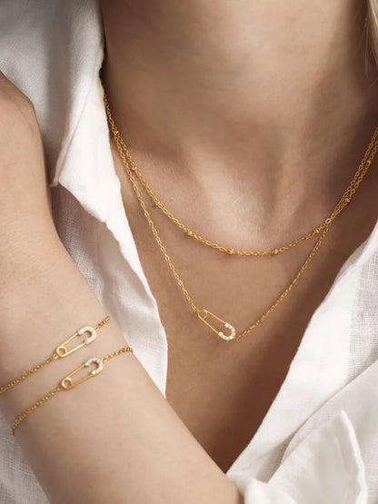 Collier à épingles en argent sterling, bijoux fins en or