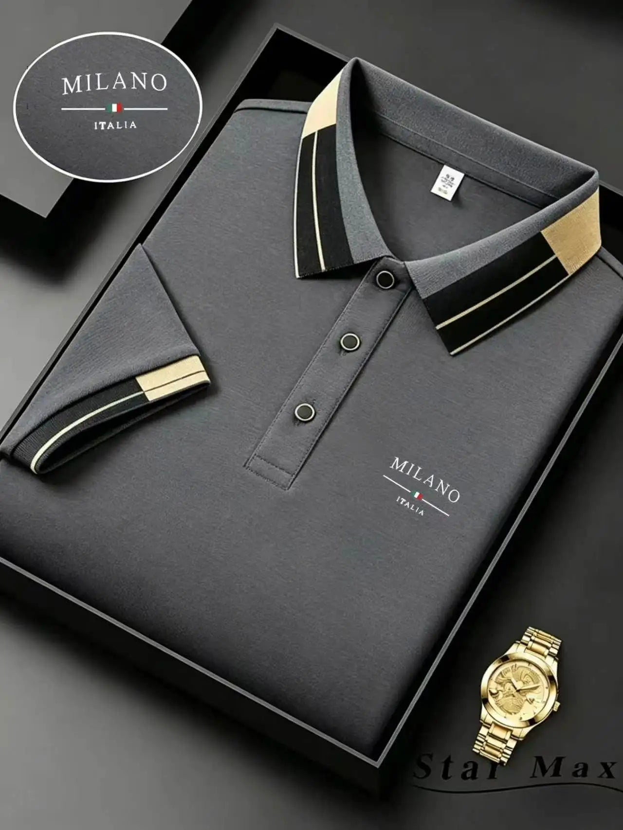 Men's Horse Embroidery Milan Style Summer Polo Shirt