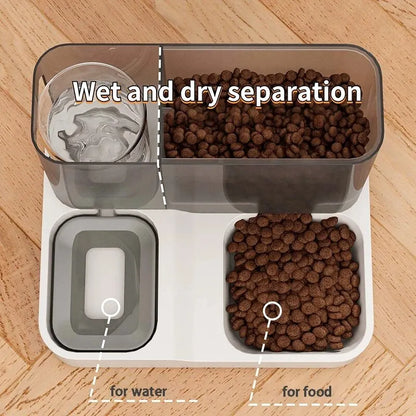 Distributeur automatique de nourriture pour chat de grande capacité-stockage de nourriture pour animaux de compagnie à séparation humide et sèche