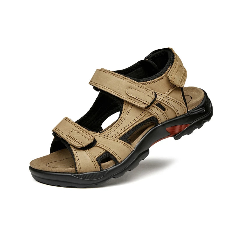 Leichte Herren-Sandalen aus echtem Leder mit offener Zehenpartie 