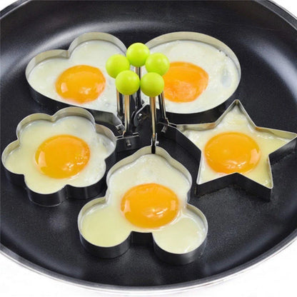 5pcs Stainless Steel Egg Mold Rings - Various Shapes