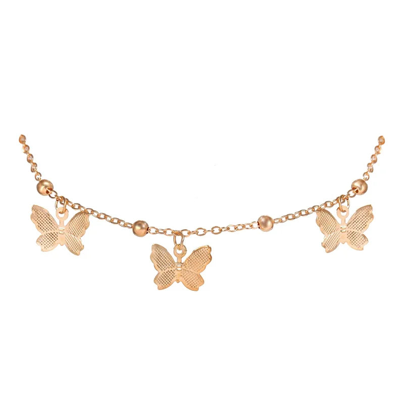 1pc Fashion Butterfly Charm Layered Anklet