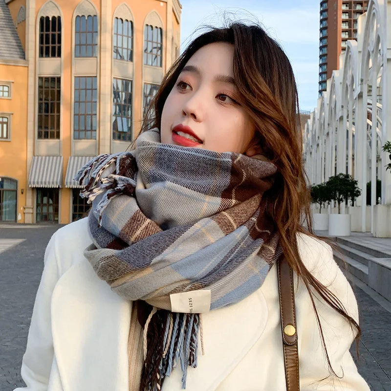 Korean Warm British Checker Winter Scarf