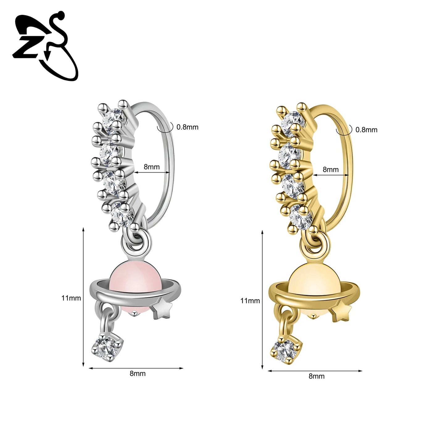 Hochwertige baumelnde Nasenringe mit CZ-Herzen für Frauen