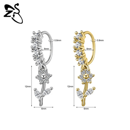 Hochwertige baumelnde Nasenringe mit CZ-Herzen für Frauen