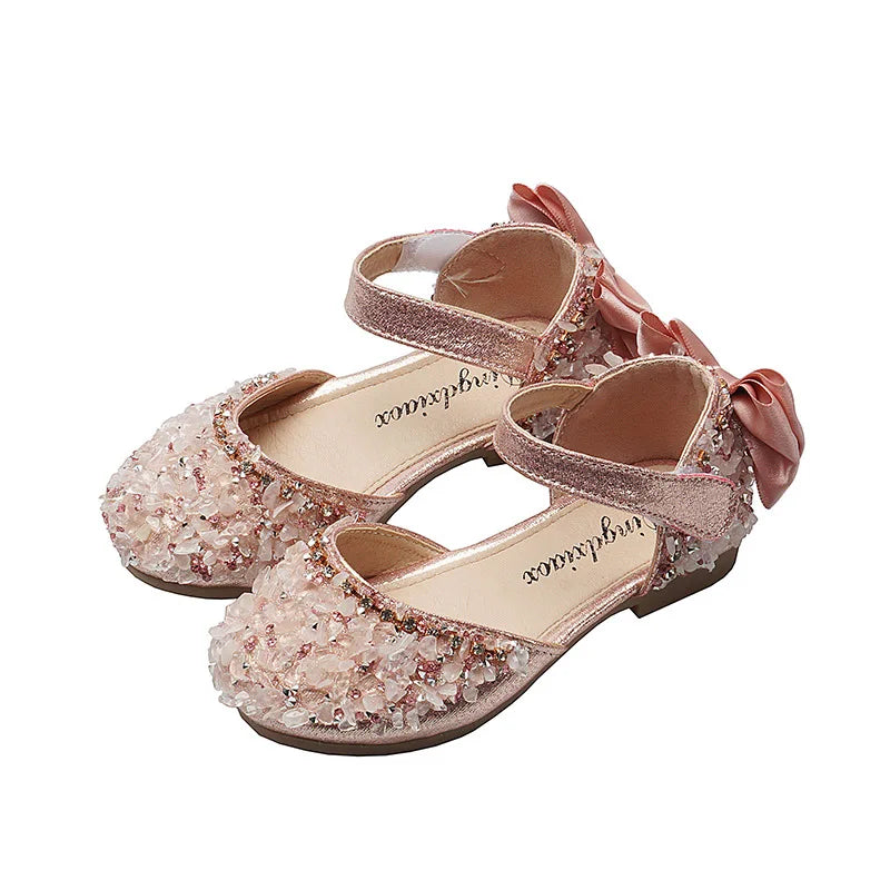 Sequins Bow Girls Casual Dance Flat Sandals