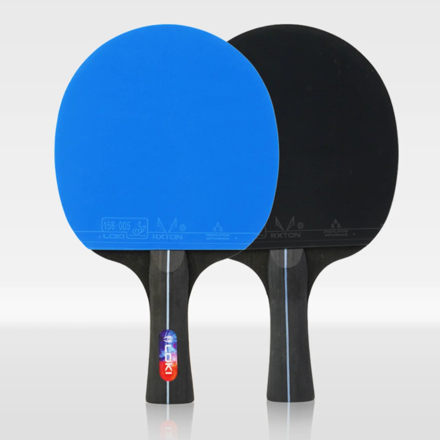 Raquette de tennis de table à manche long – Raquette de ping-pong bleue avec revêtement à haute adhérence