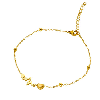 Stainless Steel Heart Anklet for Women – Minimalist Gold/Silver Chain Anklet