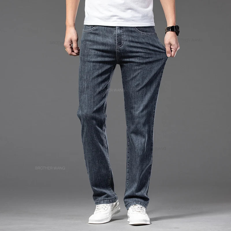 Elastic Waist Loose Straight Men's Casual Jeans