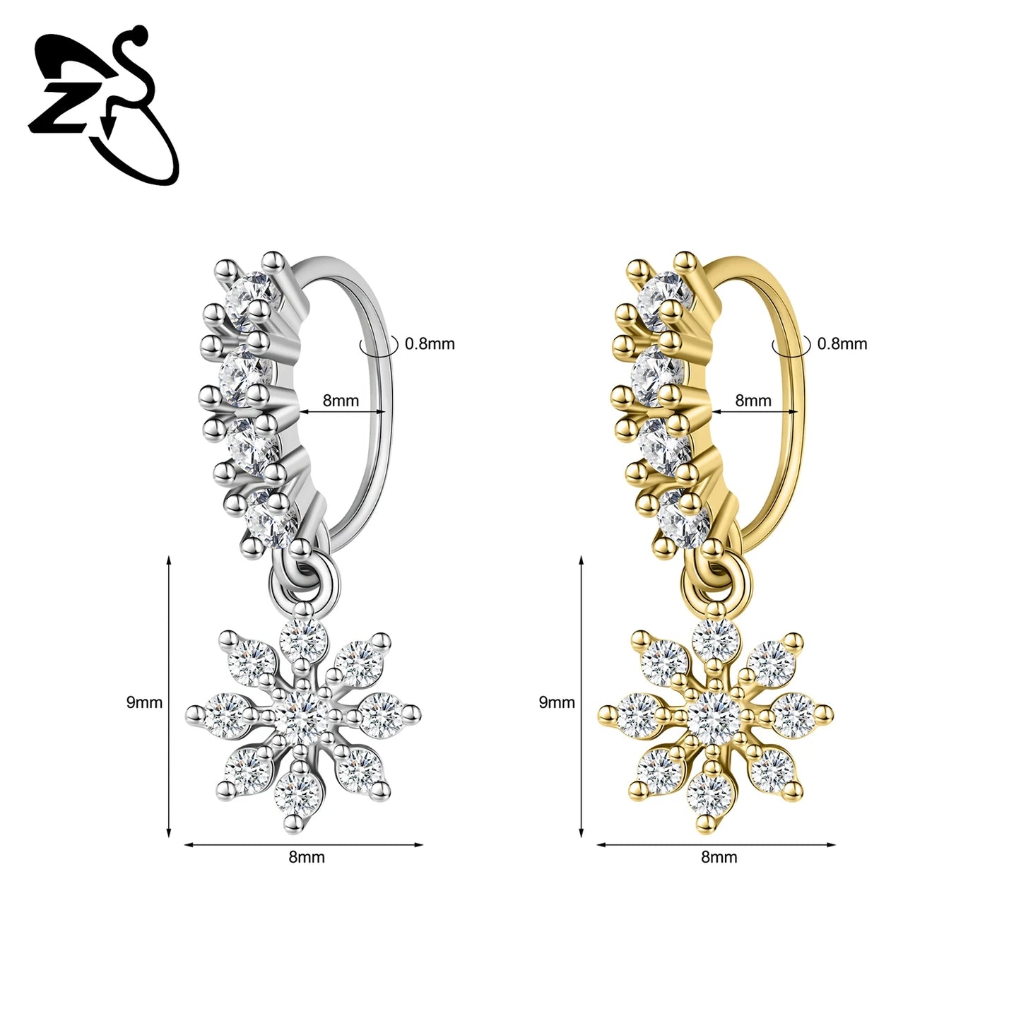 Hochwertige baumelnde Nasenringe mit CZ-Herzen für Frauen