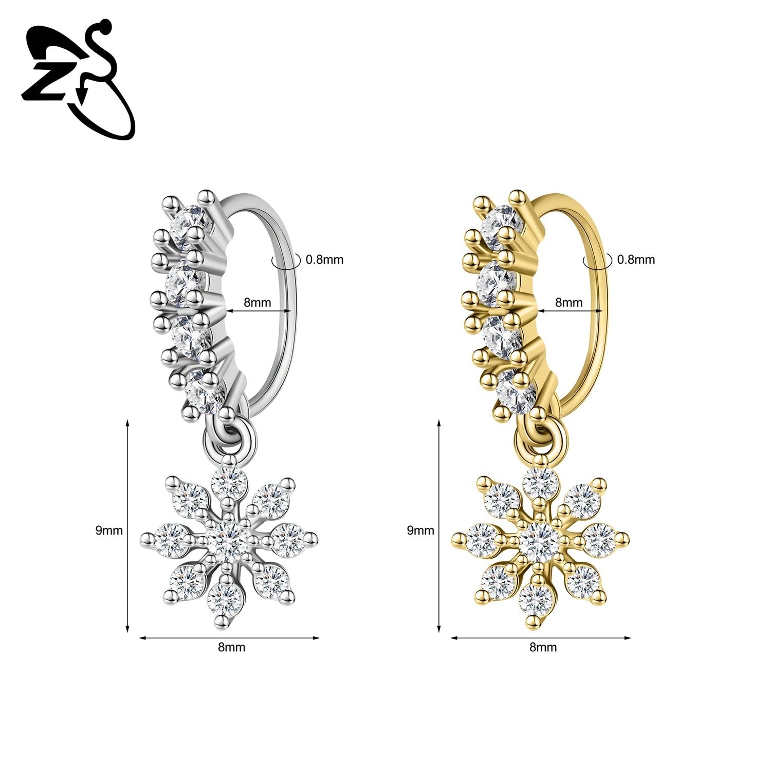 Hochwertige baumelnde Nasenringe mit CZ-Herzen für Frauen