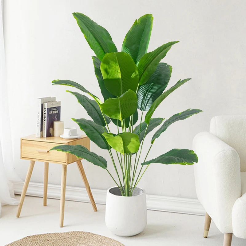 Artificial Large Tropical Palm Tree Fake Banana Plants - Leaves Real Touch Plastic Plants