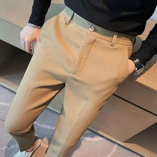 Men's British Style Slim Fit Business Casual Suit Pants