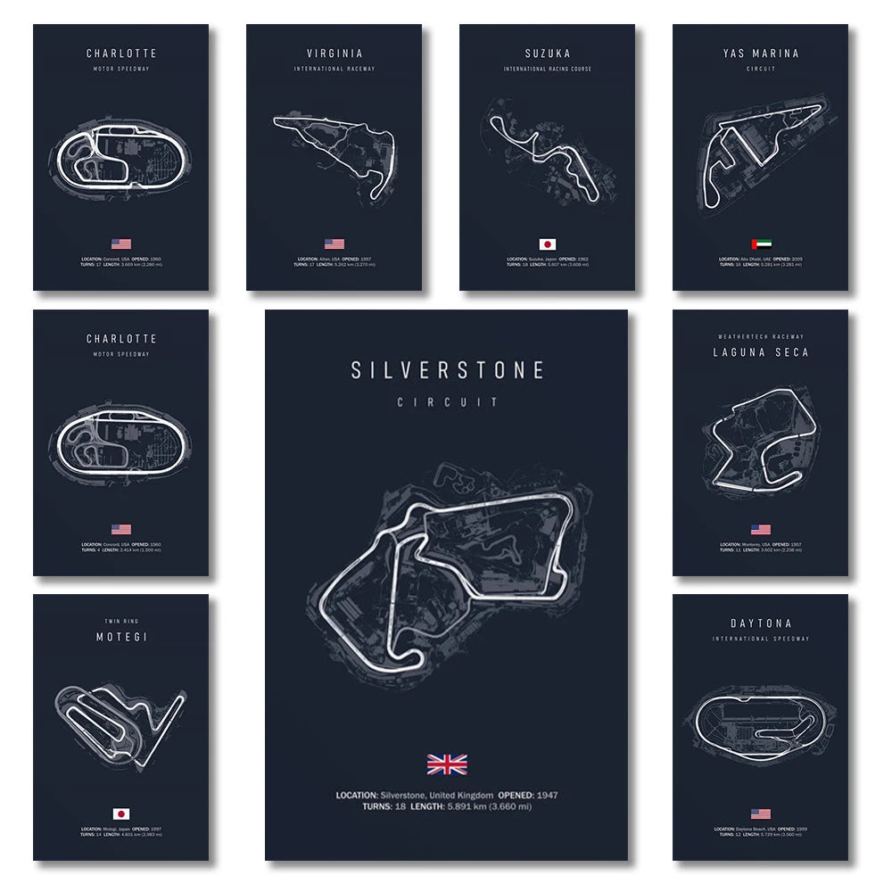Monaco F1 Leinwand-Wandkunst, nordische Ästhetik