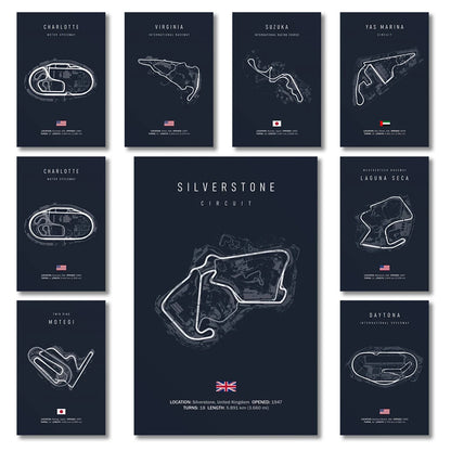 Monaco F1 Leinwand-Wandkunst, nordische Ästhetik