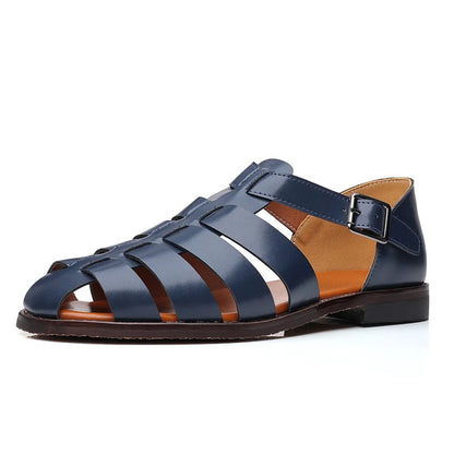 Men's Leather Sandals - Men Comfortable Soft Beach Footwear Flats