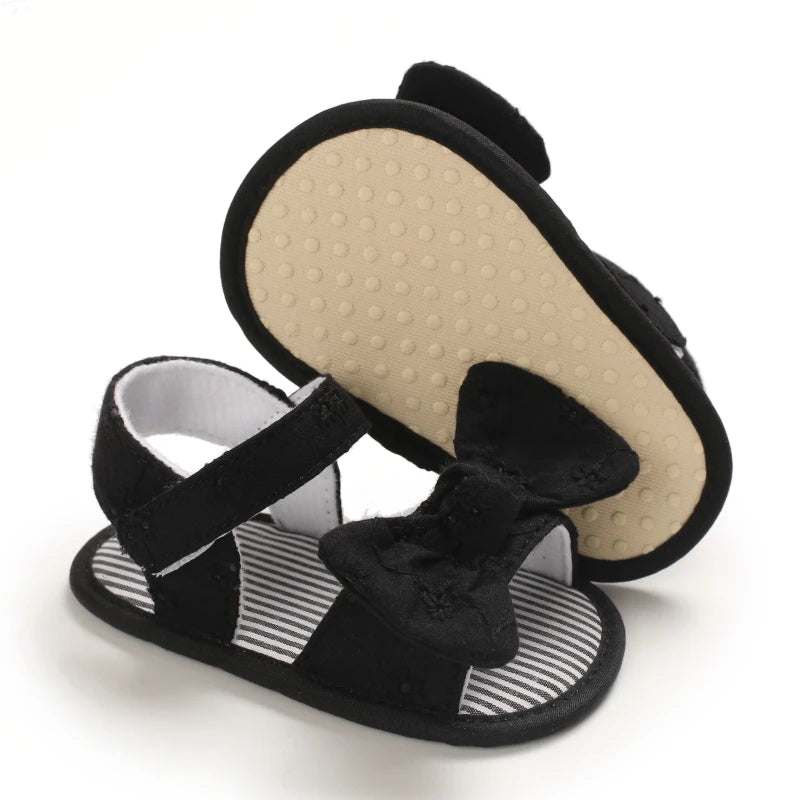Baby Mädchen Sandalen mit Schleife, atmungsaktiv, flach, Prinzessin, weiche Sohle