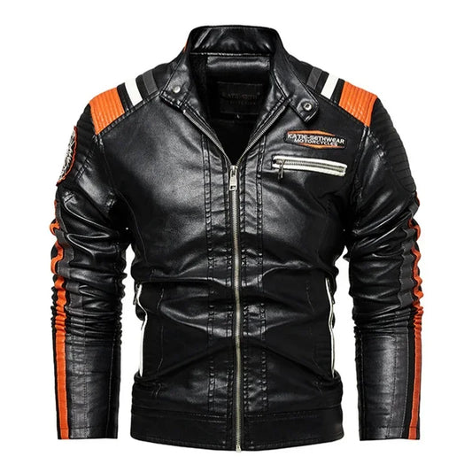 Stylish Slim Fit PU Leather Motorcycle Jacket