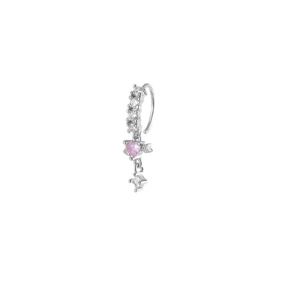 High-Quality CZ Heart Dangle Nose Rings for Women