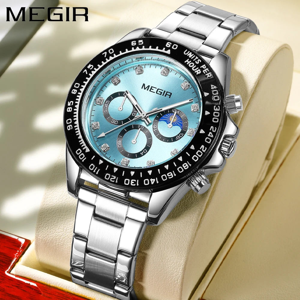 Herren-Quarzuhr aus Edelstahl – Wasserdichte Outdoor-Sportarmbanduhr mit Leuchtzifferblatt