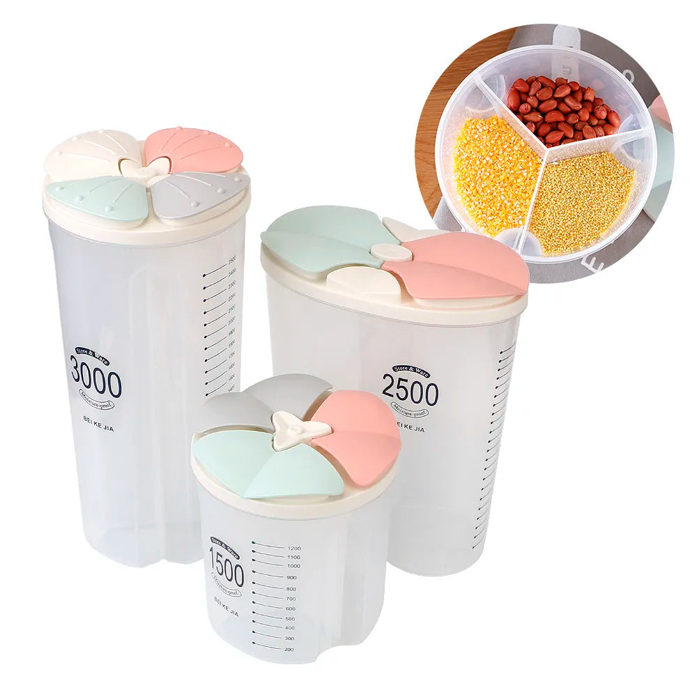 Rotating Sealed Plastic Storage Box for Kitchen Dry Food and Rice
