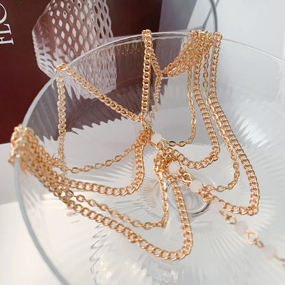 Bracelet de cheville en perles de cristal à maillons de chaîne à breloques