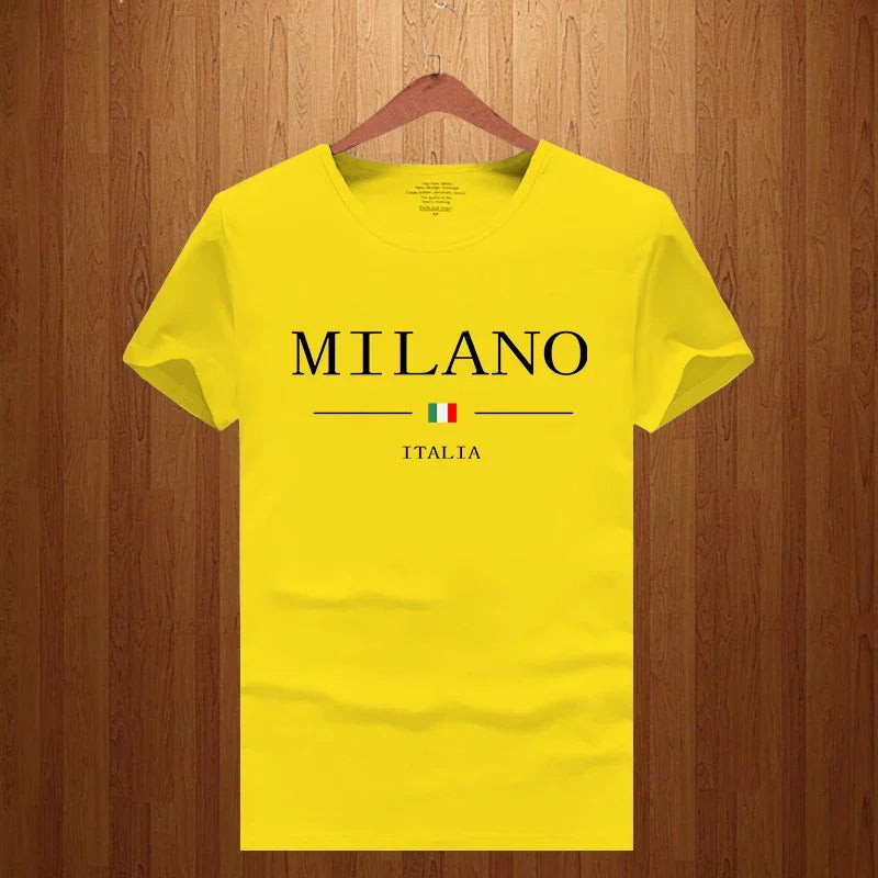 Men's Summer Milano Letters Print Y2K Tee