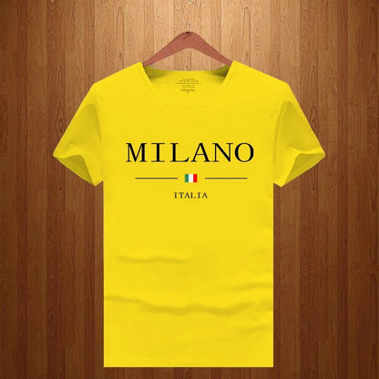 Men's Summer Milano Letters Print Y2K Tee