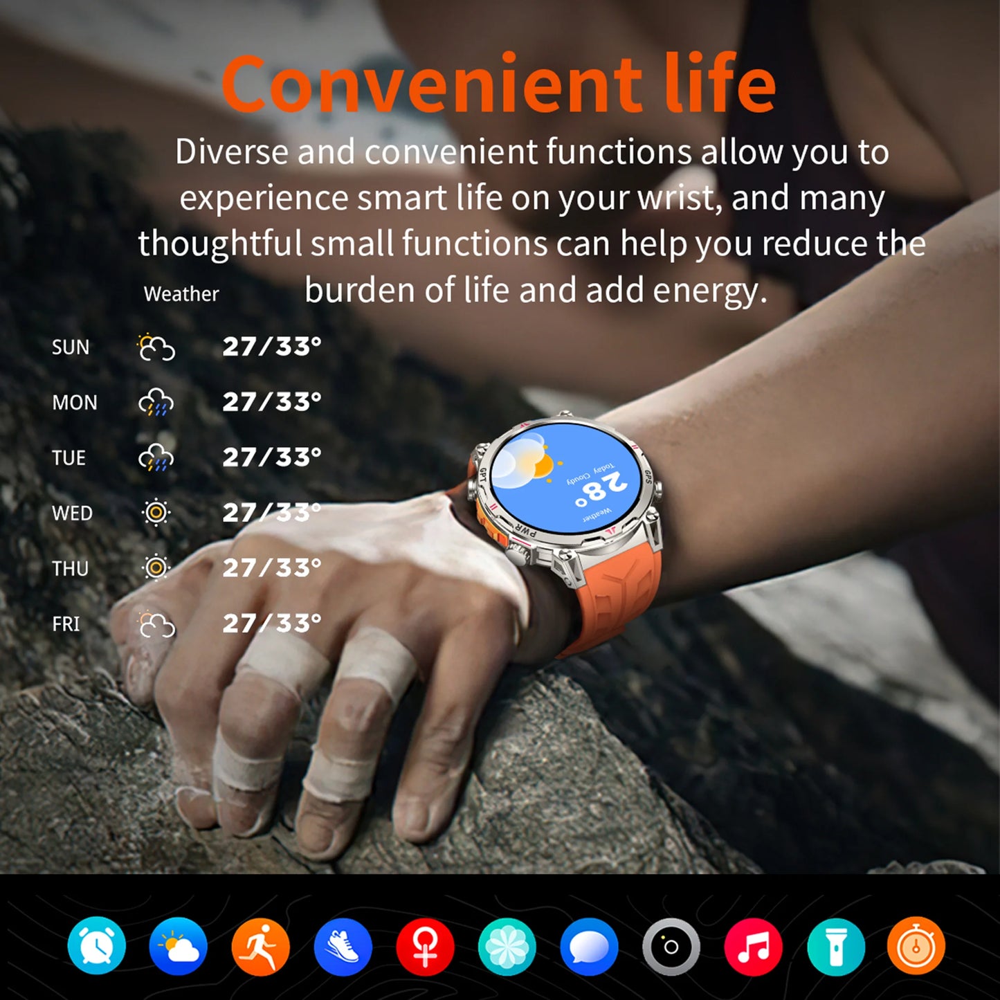 Unisex T-Rex3 GPS Sports Smartwatch – Fitness Tracker Heart Rate Monitor 3ATM Waterproof Smart Watch